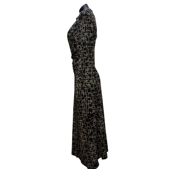 NWT Talbots Geometric Print Dress Black/White/Brown 10 - Picture 4 of 6